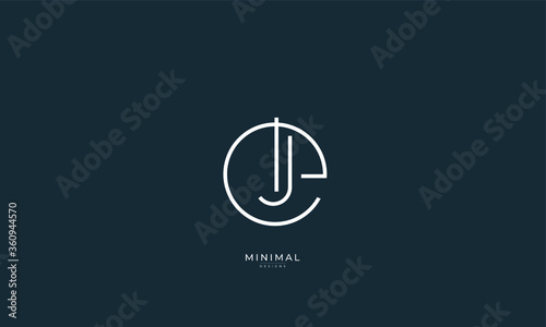 Cuadro en lienzo Alphabet letter icon logo EJ or JE