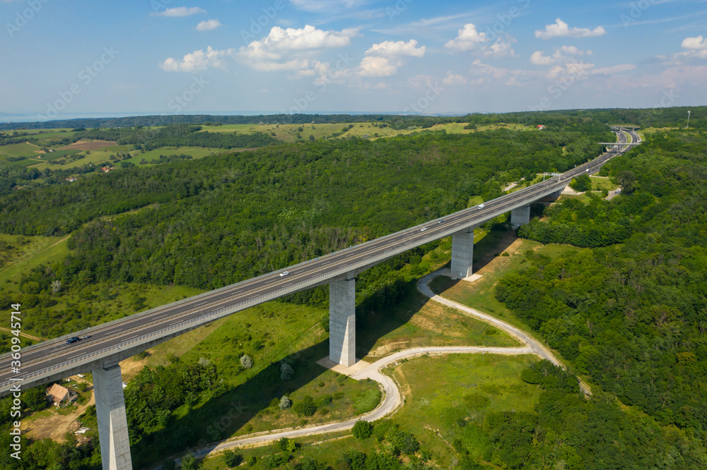 Aerial view of Koroshegy Viaduct in Hungary. Aerial view of Koroshegy Viaduct in Hungary.
