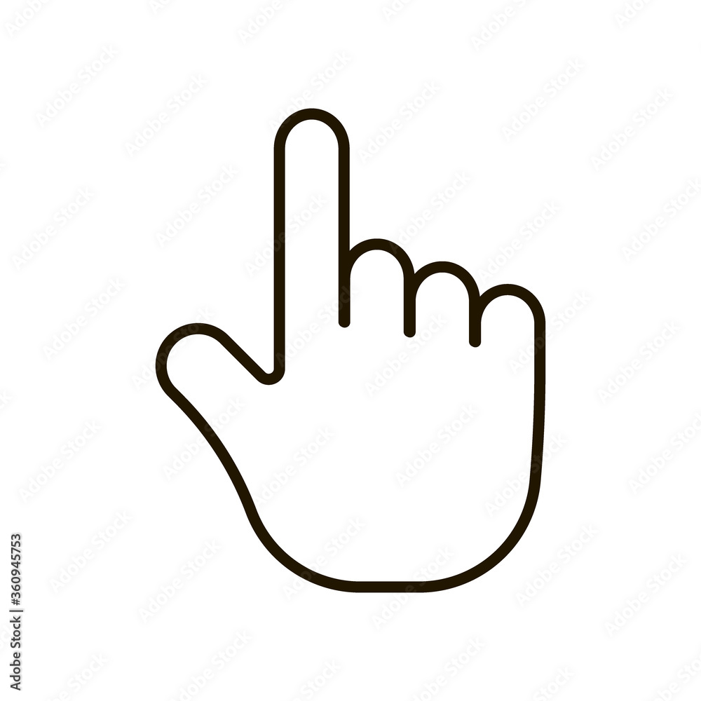 Hand pointer, editable icon. Cursor sign with finger for click. Vector on white background Hand pointer, editable icon. Cursor sign with finger for click. Vector on white background