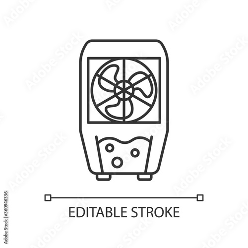 Evaporative cooling device linear icon. Household appliance for air cooling thin line customizable illustration. Contour symbol. Swamp cooler vector isolated outline drawing. Editable stroke