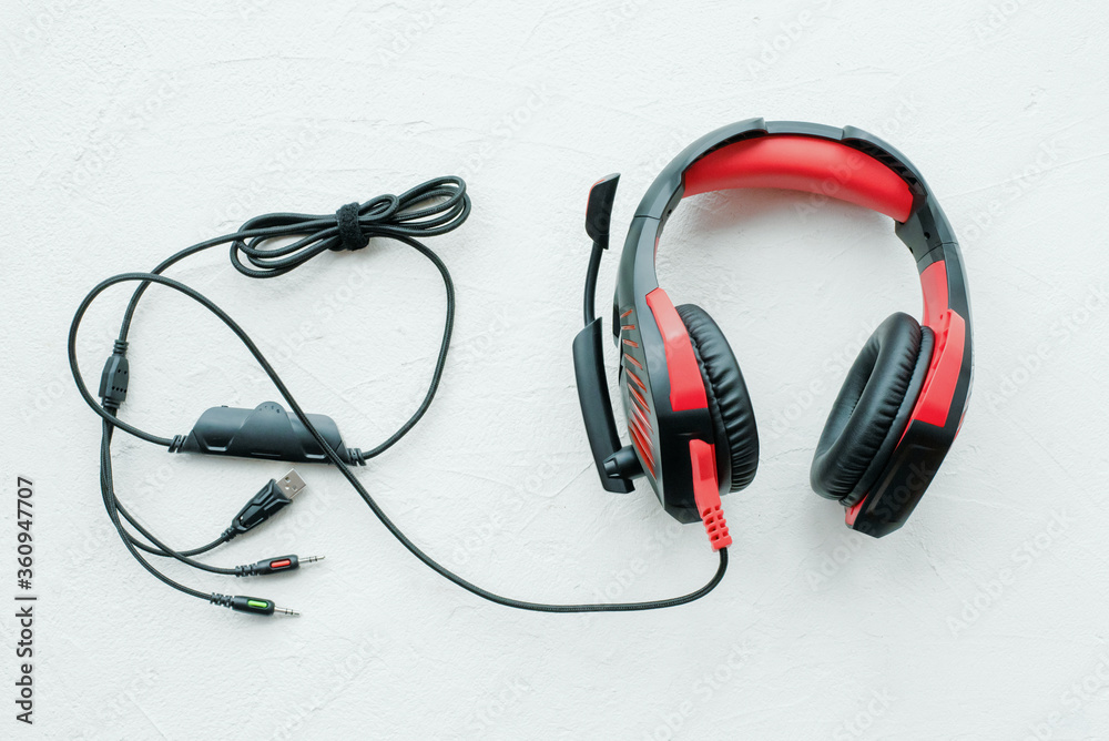 Modern computer headphones on a white background. Modern computer headphones on a white background.