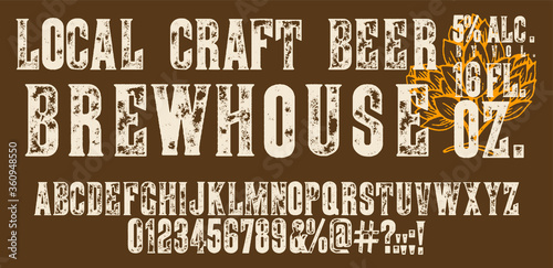 Vintage style font with simple label design, alphabet letters. Ideal for any design in vintage style, vector illustration