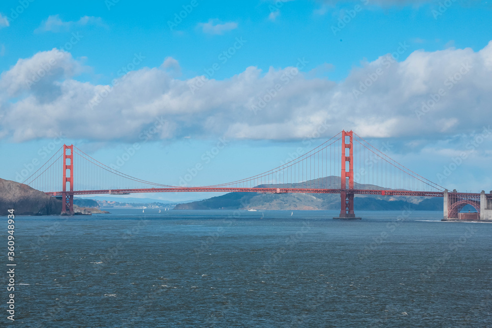 Landscape views of the Golden Gate Bridge in San Francisco