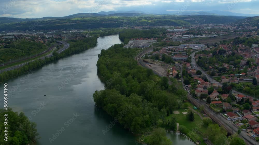 aerial view of the river in the city aerial view of the river in the city