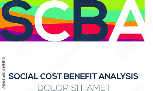 Creative colorful logo ,scba mean (social cost benefit analysis) .