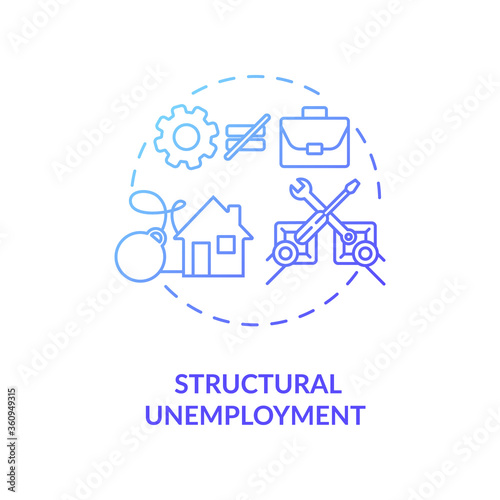 Structural unemployment blue gradient concept icon. Loss of job because of technology innovation. Social economic issue idea thin line illustration. Vector isolated outline RGB color drawing
