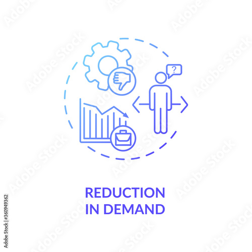 Reduction in demand blue gradient concept icon. Decrease in economic. Social issue, job loss. Problem with unemployment rate idea thin line illustration. Vector isolated outline RGB color drawing