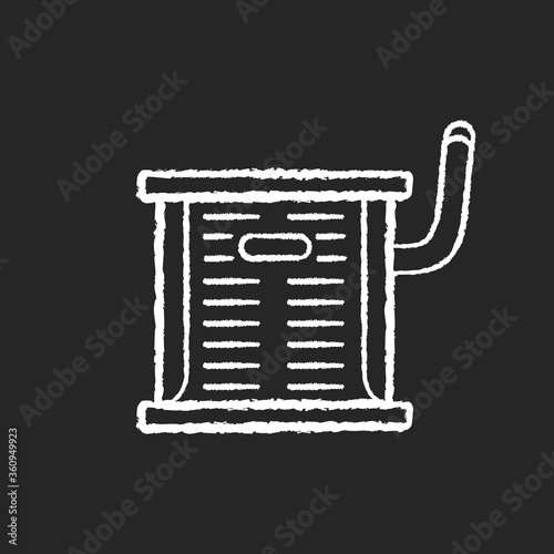 Industrial AC chalk white icon on black background. Central refrigeration system, climate control at work. Professional conditioner for industrial environment Isolated vector chalkboard illustration