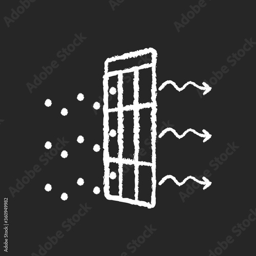 AC filter chalk white icon on black background. Home interior environment ventilation. Conditioning system with dust protection and air purification effect. Isolated vector chalkboard illustration