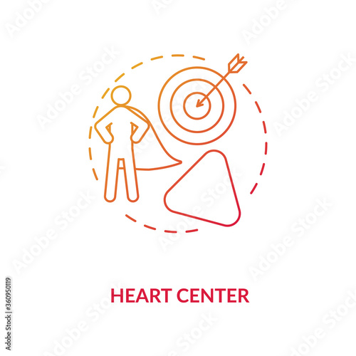 Heart center red gradient concept icon. Personal will. Ego and motivation. Chakra in body system. Human design idea thin line illustration. Vector isolated outline RGB color drawing