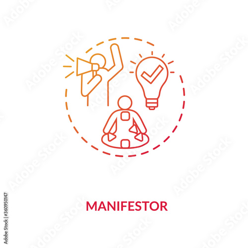 Manifestor red gradient concept icon. Rally to action. Astrological body graph with energy centers. Human design type idea thin line illustration. Vector isolated outline RGB color drawing
