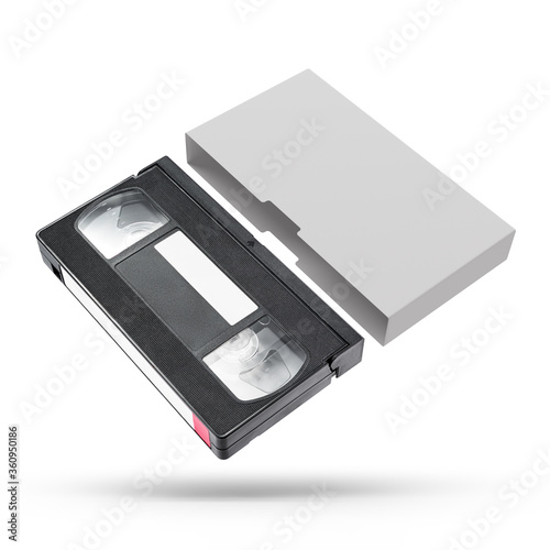 VHS video tape cassette with blank cover isolated on white