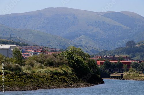 Ganekogorta mountain from the estuary of Bilbao