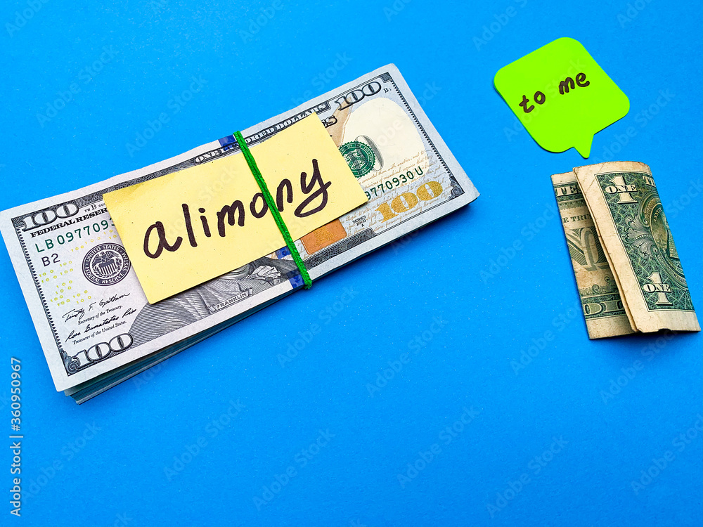 Concept demonstrates the payment of alimony, money allocated for the child Concept demonstrates the payment of alimony, money allocated for the child