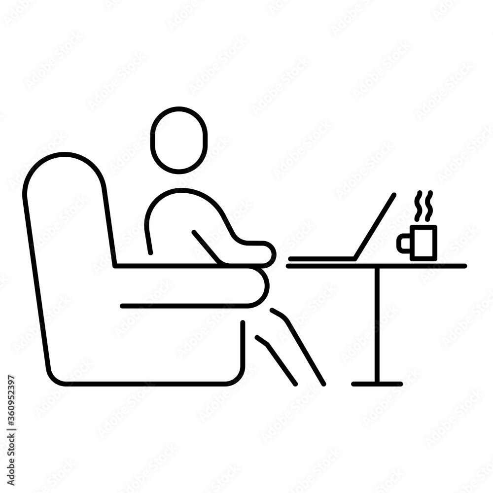 Simple linear icon for work from home or remote work. Simple linear icon for work from home or remote work.