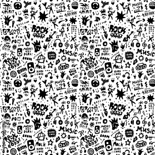 rock music party - seamless pattern   graphic design elements