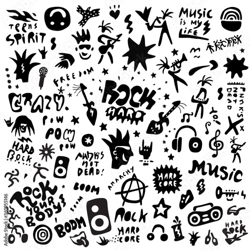 rock music - graphic icon set , design elements