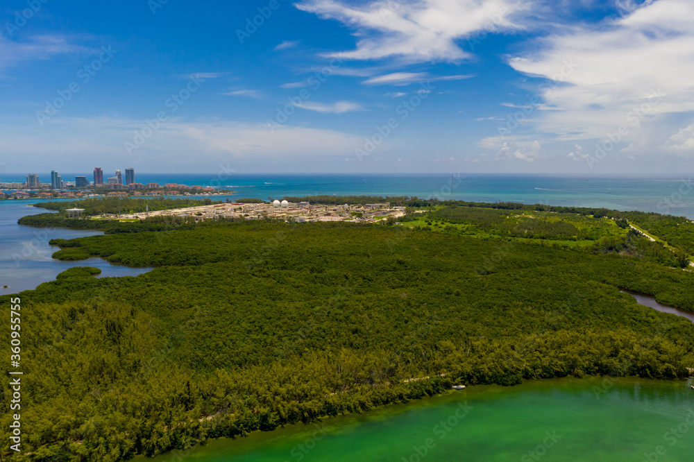 Aerial photo colorful Virginia Key Miami FL