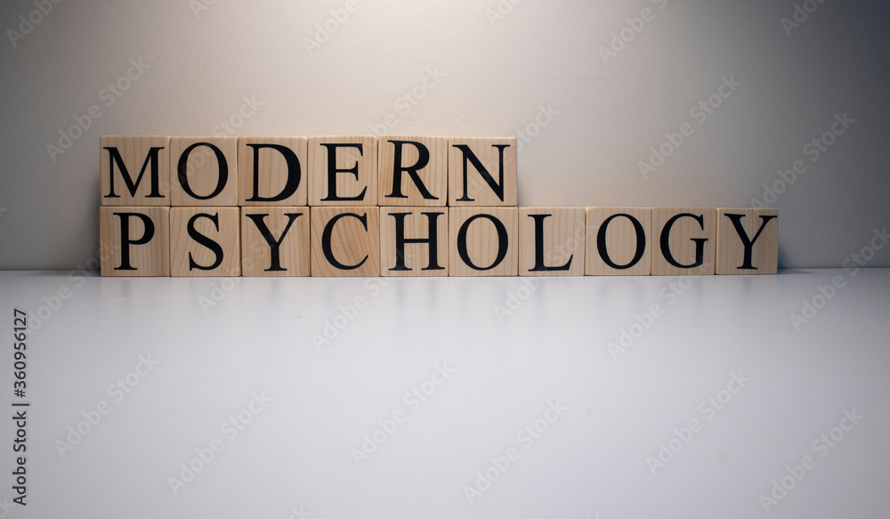 Modern psychology text from wooden cubes. The term psychology profession. Modern psychology text from wooden cubes. The term psychology profession.