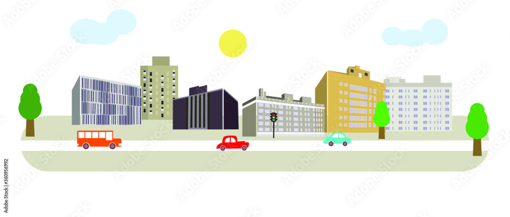 illustration in style of flat design on the theme of cityscape.
