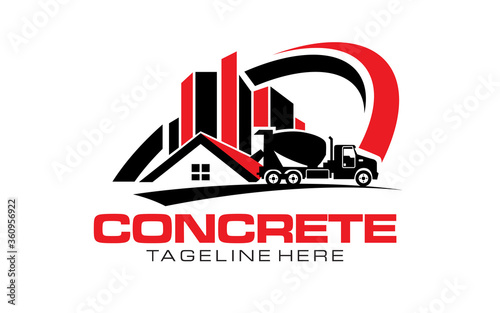 concrete mixer truck logo design photo