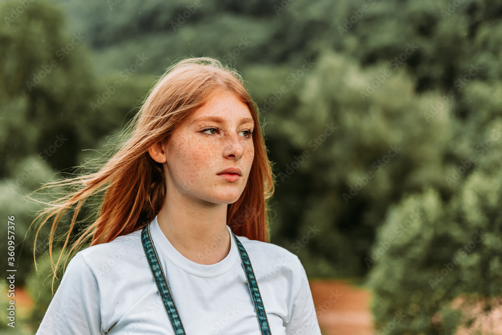 Portrait of young teen freckled ginger girl Portrait of young teen freckled ginger girl