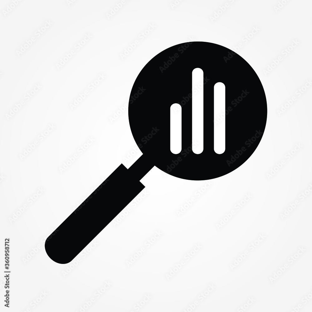 Analytic vector icon. magnifying glass with bar chart Analytic vector icon. magnifying glass with bar chart