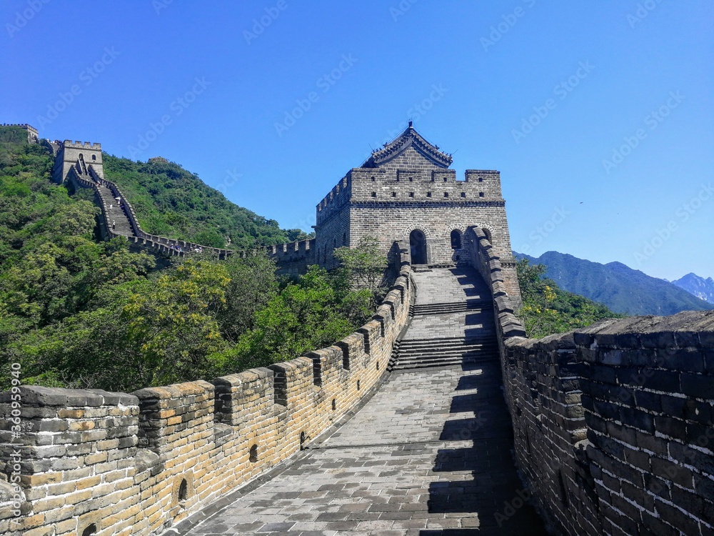 Great Wall of China in Mutianyu, Beijing, China - July 2017 Great Wall of China in Mutianyu, Beijing, China - July 2017