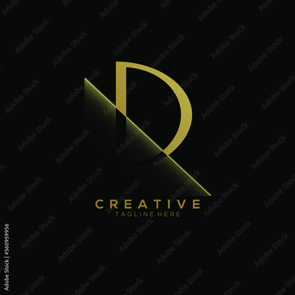 D Gold Letter Logo Design with Creative Paper Cut D Gold Letter Logo Design with Creative Paper Cut