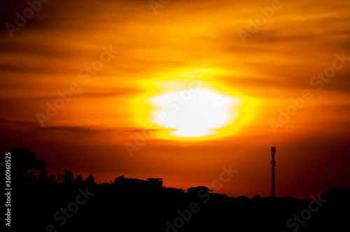 sunset, sky, city, clouds, sun, sunrise, orange, silhouette, landscape, evening, skyline, cloud, building, dusk, dawn, urban, red, nature, light, horizon, yellow, color, night, cityscape, town