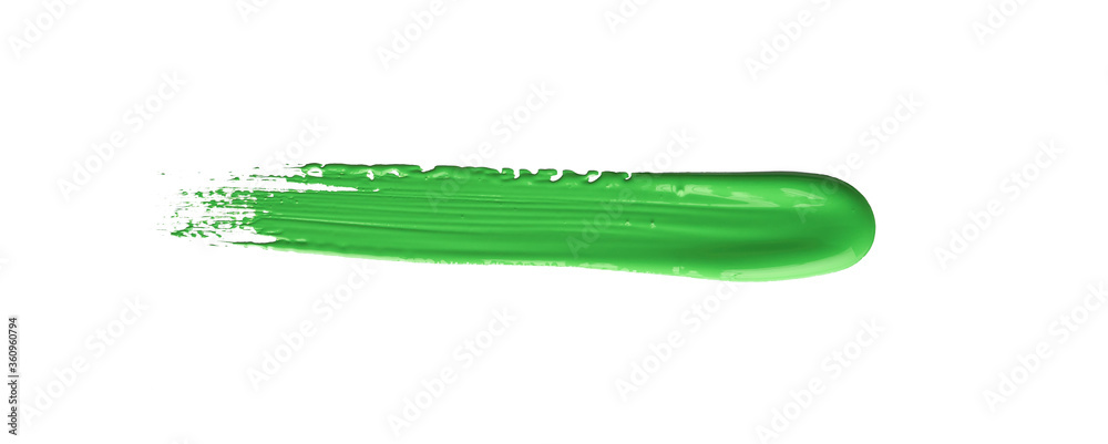Green chroma brush stroke paiting over isolated background, canvas watercolor texture