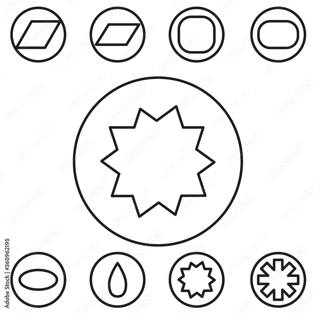 Basic shape set outline vector illustration in the circle Basic shape set outline vector illustration in the circle
