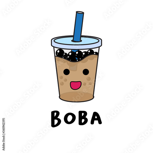 boba character illustration cute simple