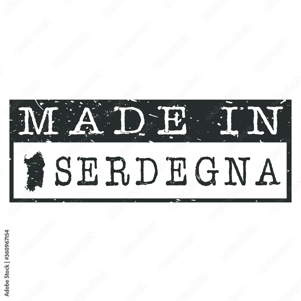 Fototapeta premium Made In Sardegna. Stamp Rectangle Map. Logo Icon Symbol. Design Certificated.