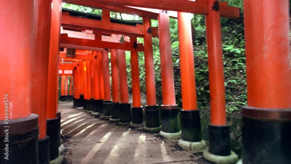 View Of Traditional Japanese Torii Gates at Fushimi Inari Taisha religios in Kyoto city, Japan. View Of Traditional Japanese Torii Gates at Fushimi Inari Taisha religios in Kyoto city, Japan.
