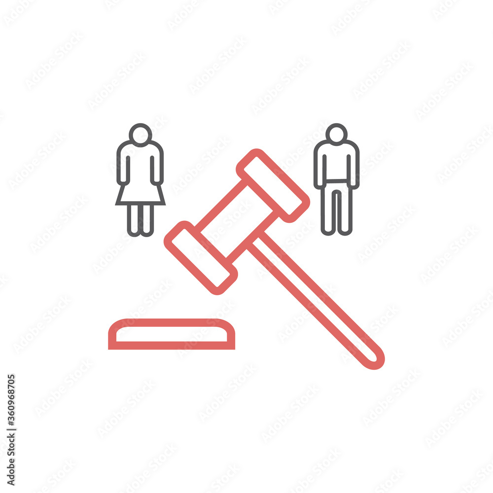 Divorce line icon. Vector signs for web graphics Divorce line icon. Vector signs for web graphics