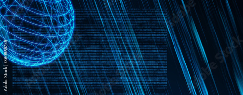 abstract world line art on blue background
