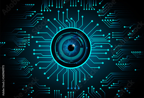 Blue eye cyber circuit future technology concept background
