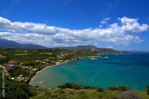 Beautiful landscape with a beach coastline on the island of Crete
