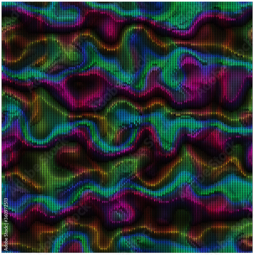 Blurry woven watercolor tie dye knit texture background. Wavy irregular bleeding marl ink seamless pattern. Rainbow ombre distorted all over print. Variegated dripping fabric effect backdrop.