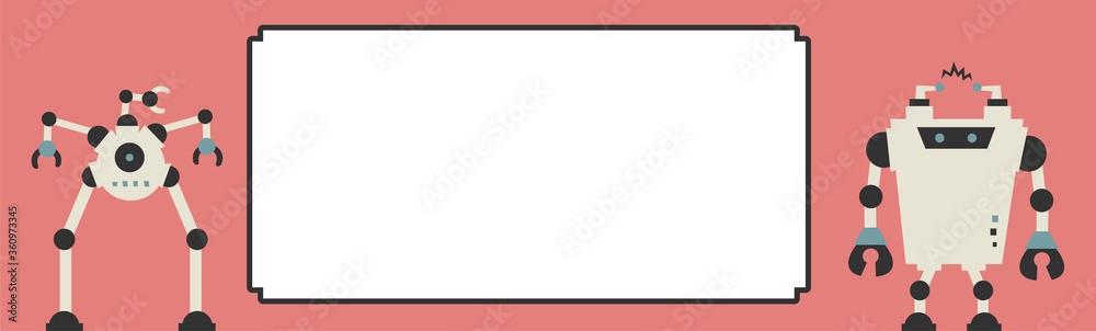 Retro android robots with blank sign. To see the other vector robot illustrations , please check Robot collection. Retro android robots with blank sign. To see the other vector robot illustrations , please check Robot collection.