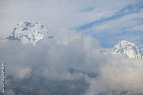 Top of Himalayan mountains in shroud 