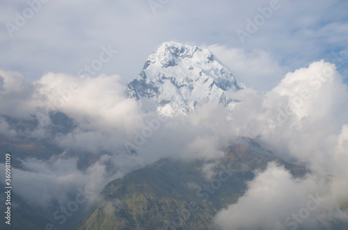 Top of Himalayan mountains in shroud 