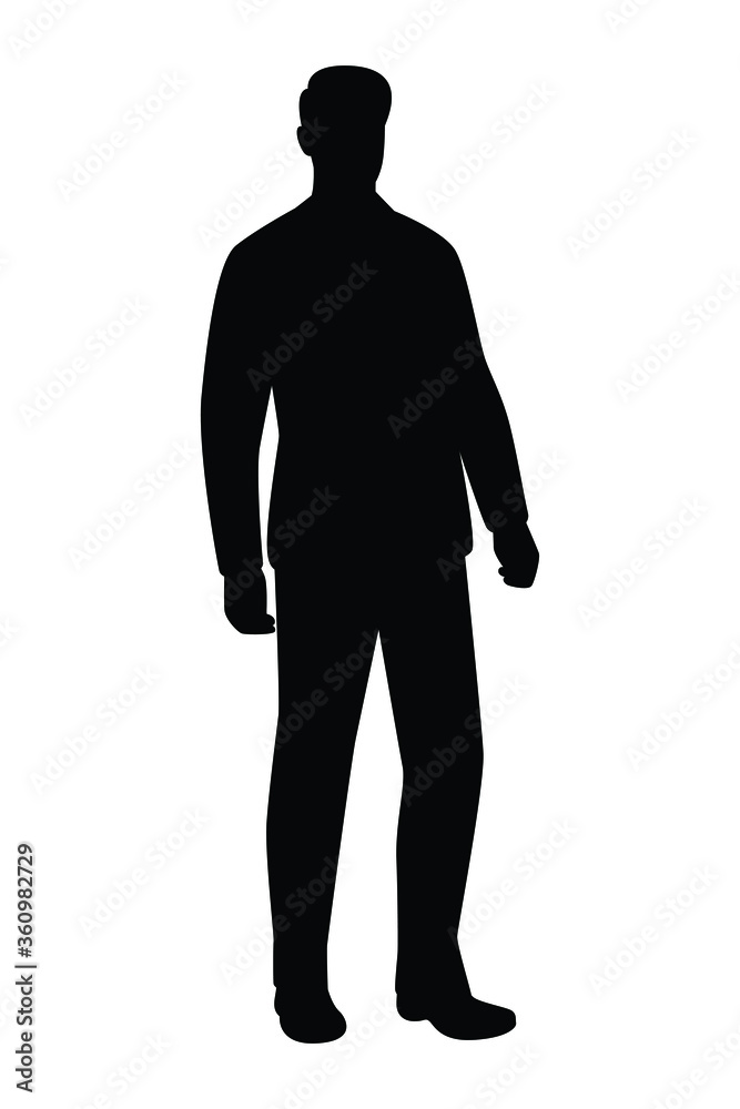 Standing business man silhouette vector on white 