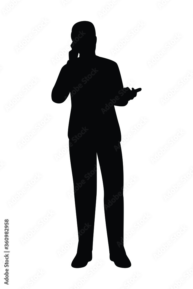 Standing business man silhouette vector on white Standing business man silhouette vector on white