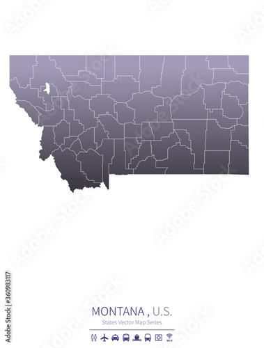 montana map. us states vect...