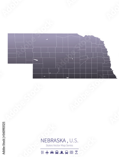 nebraska map. us states vec...