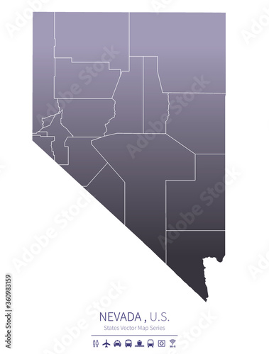 nevada map. us states vecto...