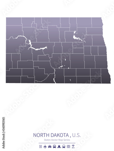north dakota map. us states...