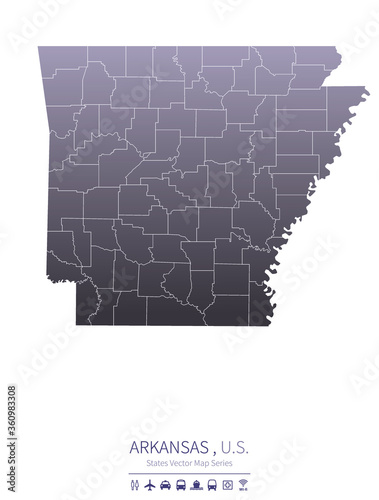 arkansas map. us states vec...